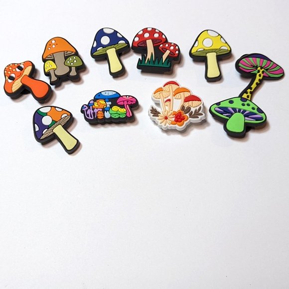 10pcs Colorful Mushroom Theme Croc Shoe Charms - Picture 2 of 2